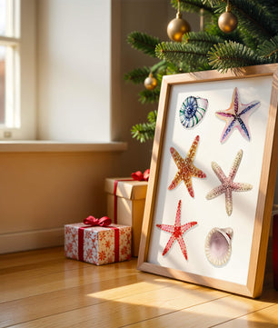 Watercolor collection of seashells and starfish illustration