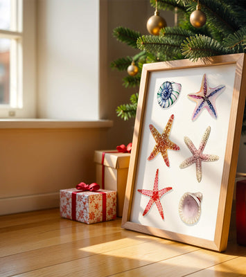 Watercolor collection of seashells and starfish illustration