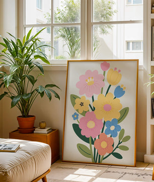 Ramo ilustrado de flores coloridas