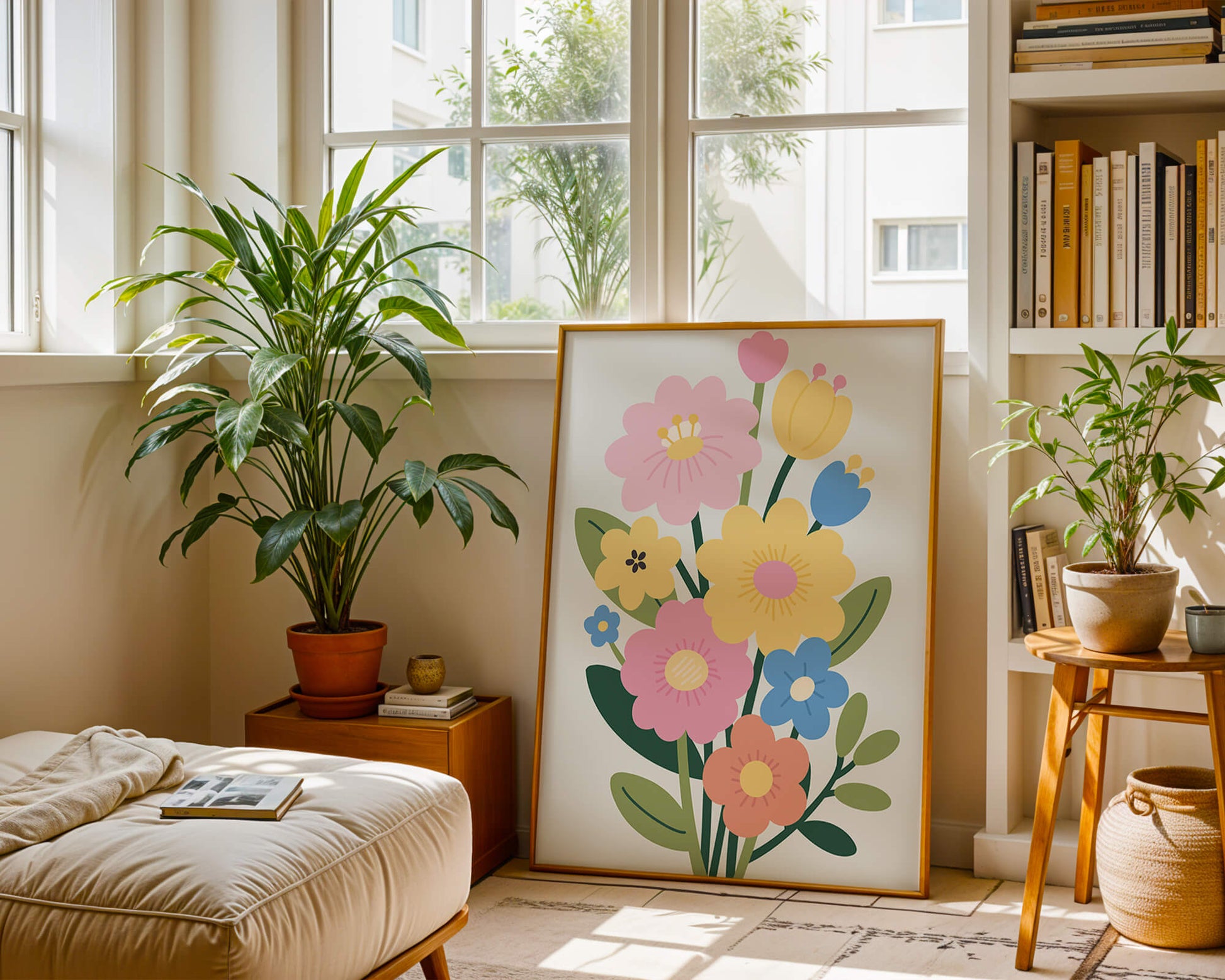 Ramo ilustrado de flores coloridas