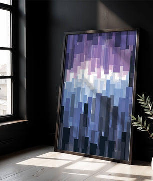 Abstrakter pixeliger Farbverlauf mit Blau- und Lilatönen