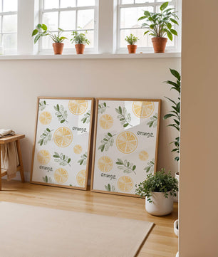 Motif avec des tranches d’orange et des feuilles vertes