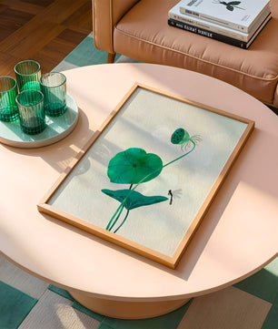 Lotus Flower and Dragonfly with Watercolor Effect - Mi tienda