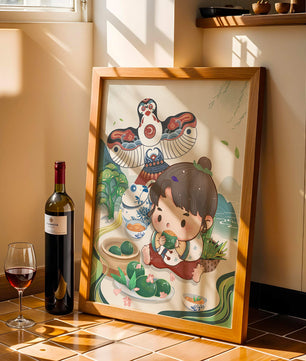 Charmante illustration d’un enfant savourant un plat traditionnel