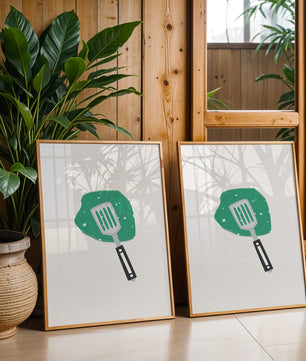 Spatula Artwork with Green Abstract Background - Mi tienda
