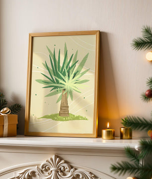 Illustrated tropical yucca plant with a textured background