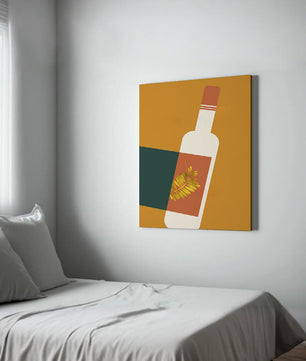 Modern Abstract Wine Bottle With Golden Leaf Design - Mi tienda