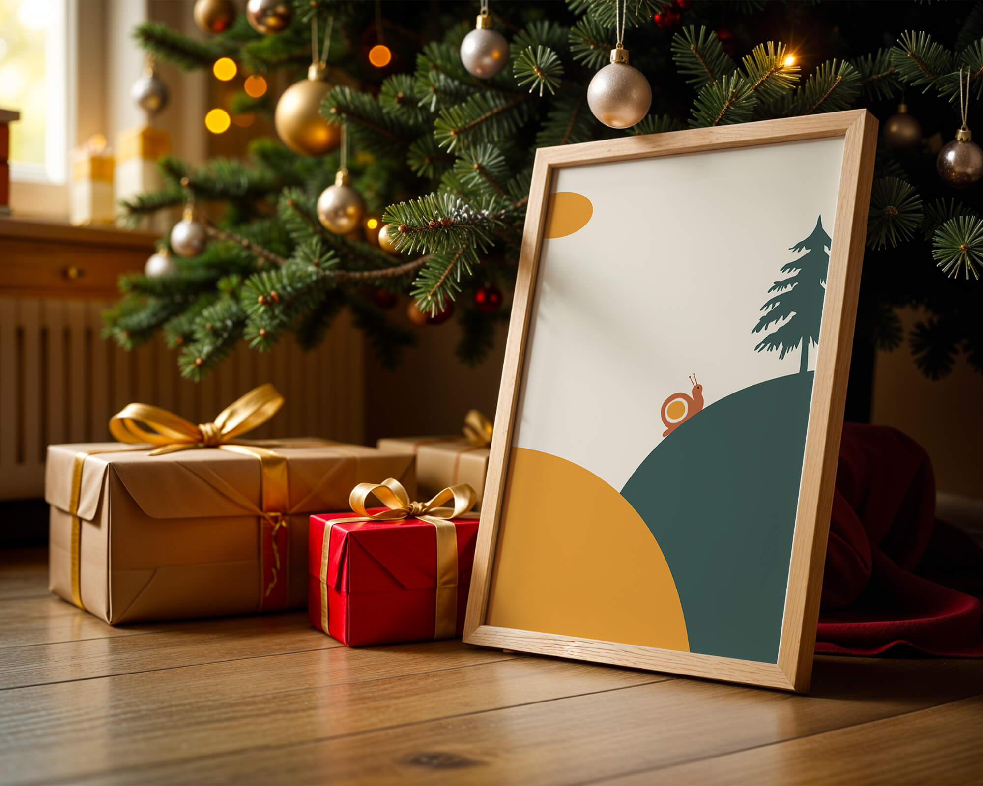 A Snail Climbing a Hill in Minimalist Nature Art - Mi tienda