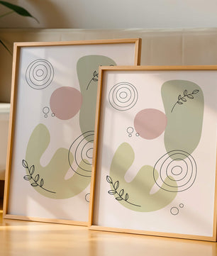Abstract shapes and leaves in minimalistic design