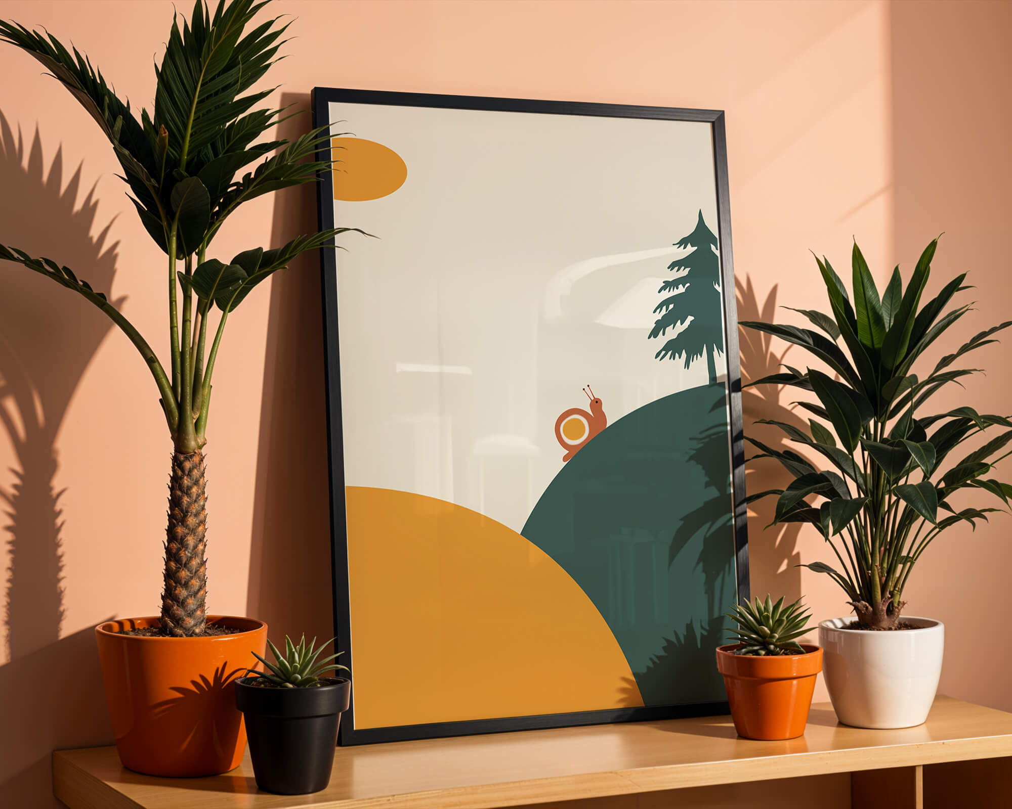 A Snail Climbing a Hill in Minimalist Nature Art - Mi tienda