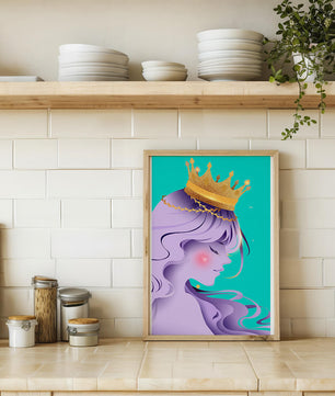 Elegant Purple-Haired Princess with Gold Crown - Mi tienda