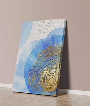 Abstract Watercolor Art with Gold Accents and Circular Pattern Design - Mi tienda