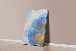 Abstract Watercolor Art with Gold Accents and Circular Pattern Design - Mi tienda