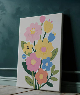Ramo ilustrado de flores coloridas