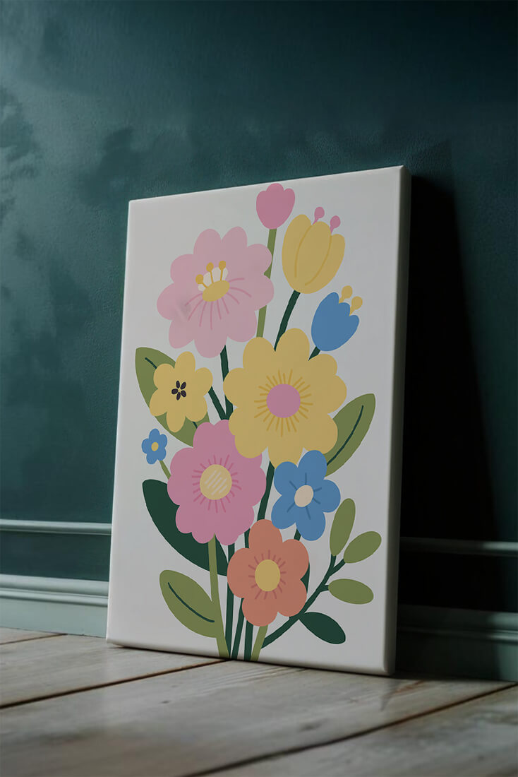 Ramo ilustrado de flores coloridas