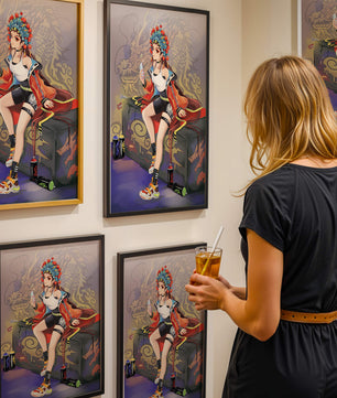 Anime art of a girl in traditional attire with urban elements