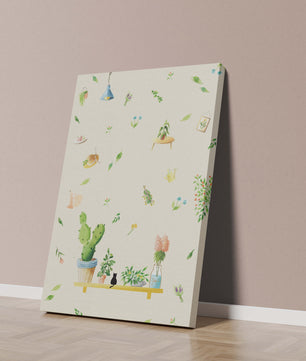 Illustration décorative avec des plantes et des éléments chaleureux