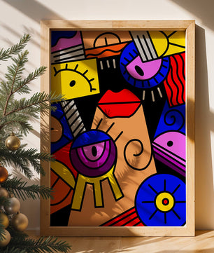 Abstract Geometric Pop Art with Bright Colors and Shapes - Mi tienda
