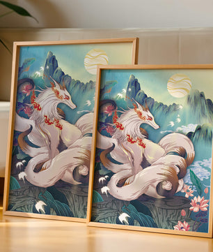 狐妖在充满生机的幻想景观中