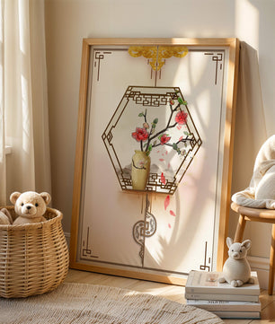 Design floral élégant avec vase et accents dorés