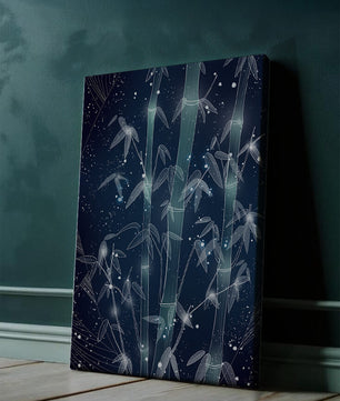 Illustration Of Bamboo With Snowfall In A Night Sky - Mi tienda
