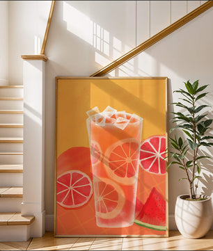 Cóctel refrescante de frutas de verano con cítricos y sandía