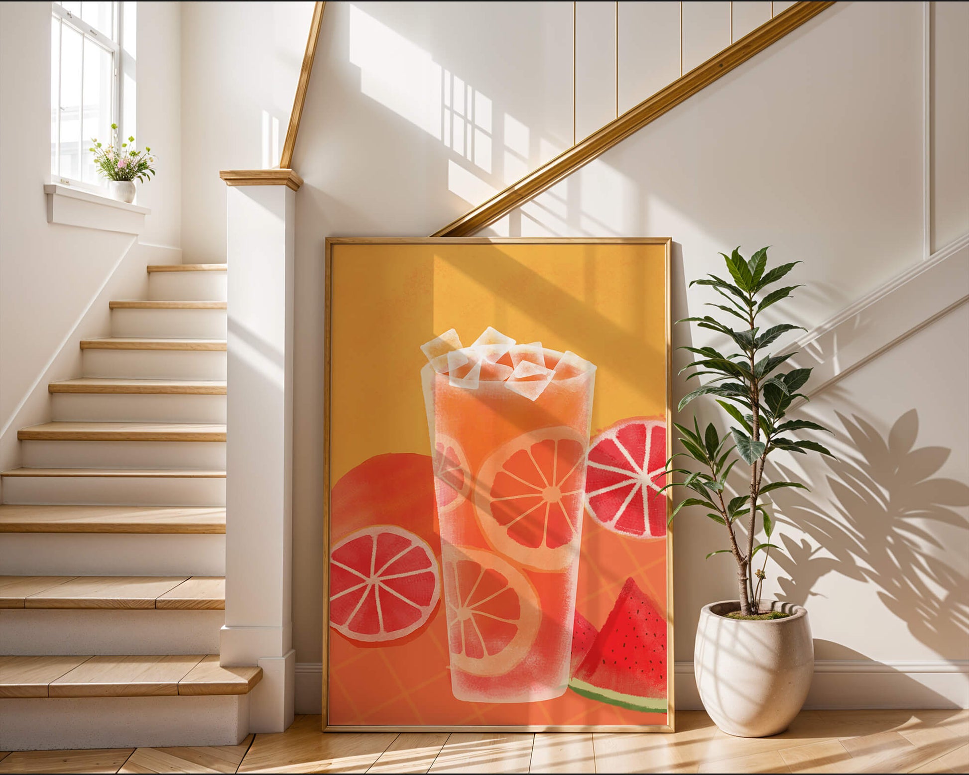 Refrescante cóctel de frutas de verano con cítricos y sandía.