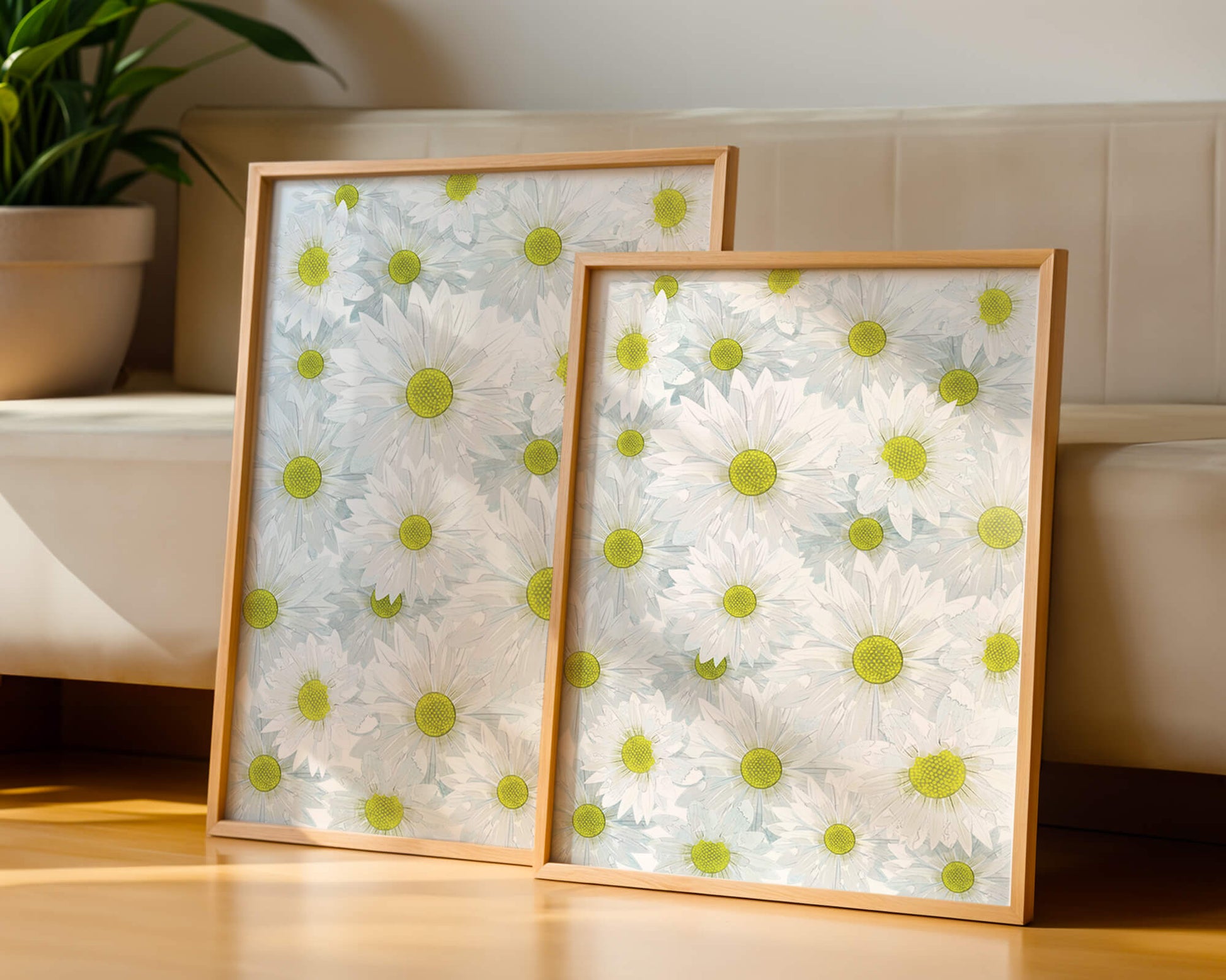 White Daisies Pattern with Yellow Centers