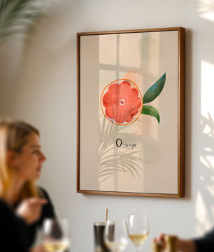 Watercolor Illustration of Orange Slice with Leaves on Pastel Background - Mi tienda