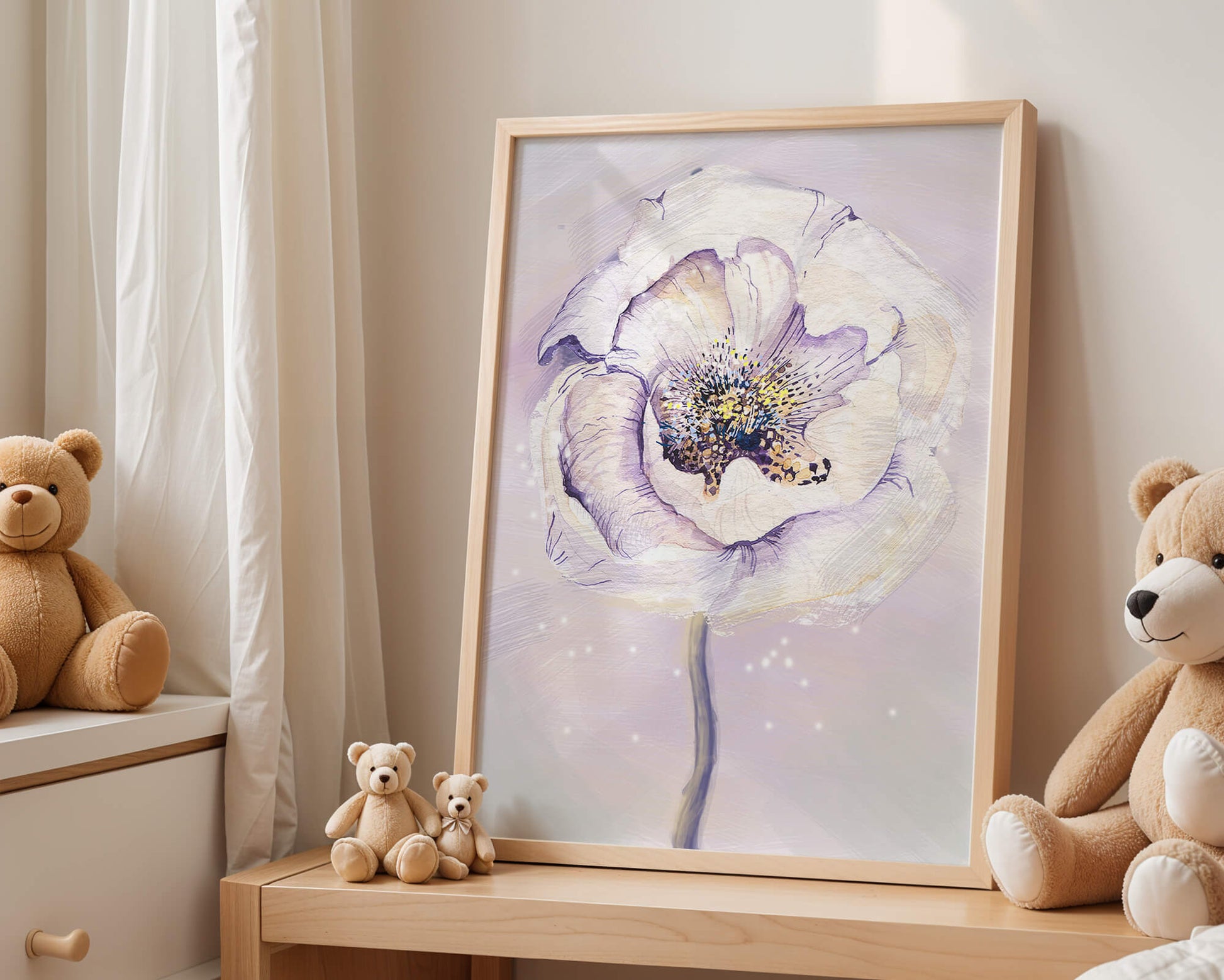 Elegant watercolor flower illustration with delicate pastel tones