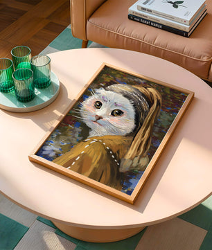 Retrato caprichoso de un gato en estilo clásico con pinceladas detalladas