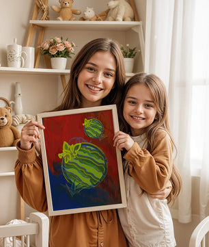 Obra de arte abstracta de sandía colorida con fondo vibrante