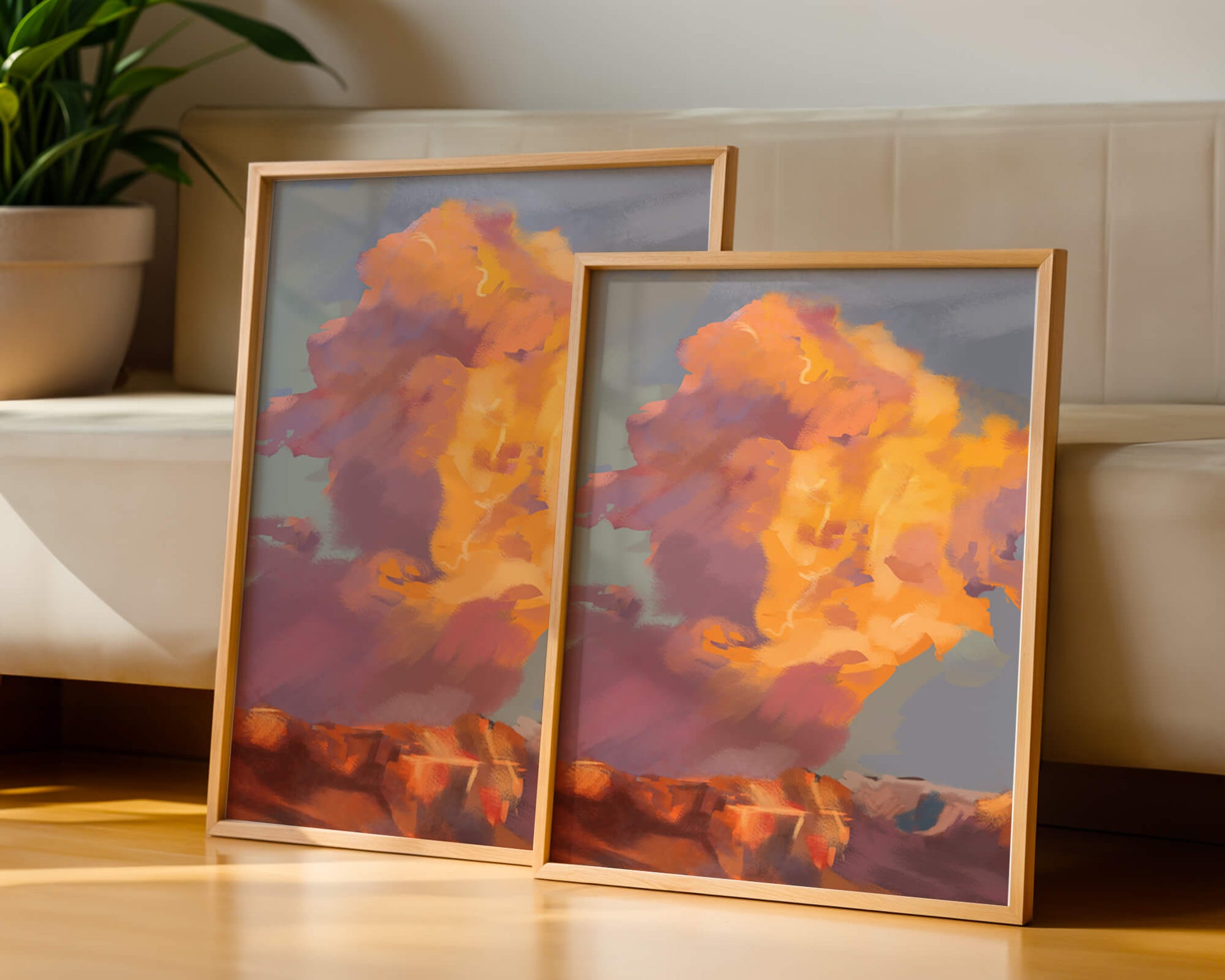 Vibrant sunset with dramatic clouds and rich colors