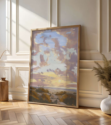 Serene landscape with morning sky and open fields