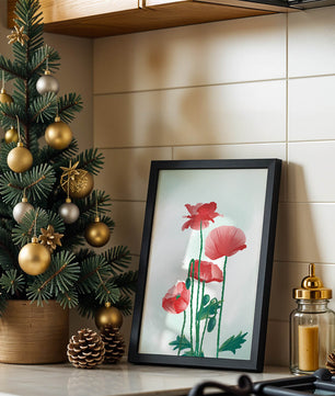 Red Poppies in Minimalist Natural Setting