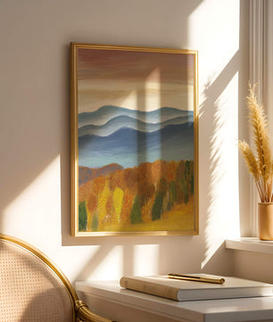 Autumn Mountain Landscape with Vibrant Trees and Colorful Sky