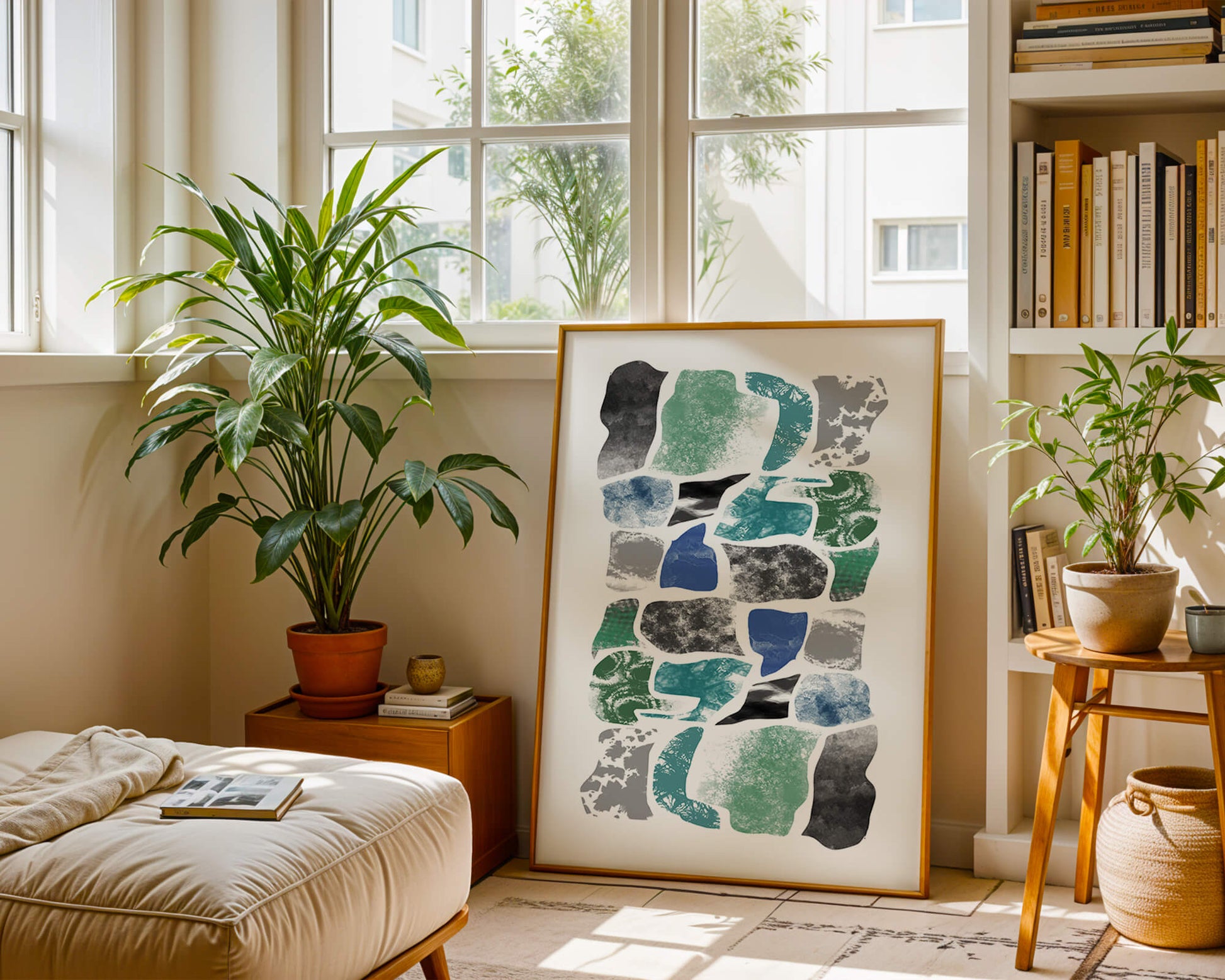 Abstraktes Muster mit bunten strukturierten Formen in modernem Design