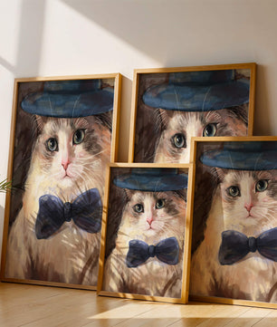 Gato encantador con traje formal, sombrero y corbata de moño