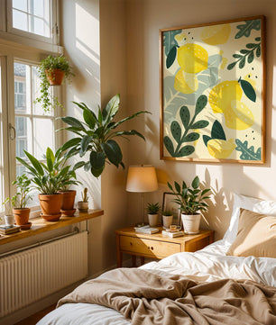 Vibrant lemon and leaf pattern design for home decor