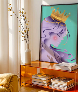 Elegant Purple-Haired Princess with Gold Crown - Mi tienda