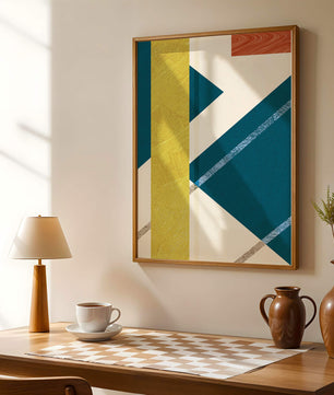 Abstract Geometric Composition with Bold Colors and Textures - Mi tienda