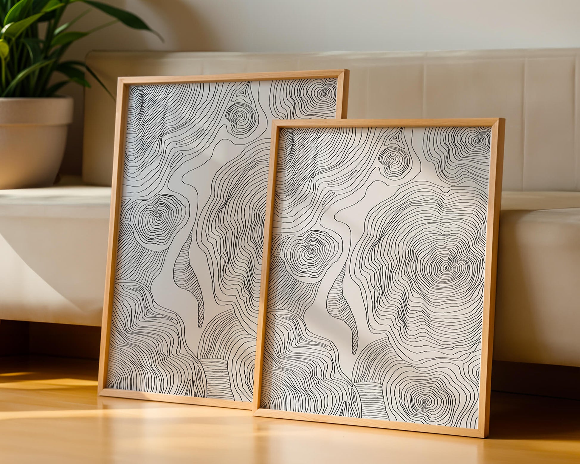 Art linéaire topographique abstrait avec des motifs tourbillonnants