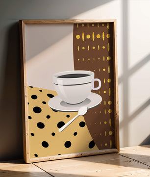 Contemporary Coffee Art with Geometric Patterns and Gold Accents - Mi tienda