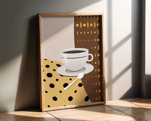 Contemporary Coffee Art with Geometric Patterns and Gold Accents - Mi tienda