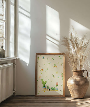 Illustration décorative avec des plantes et des éléments chaleureux