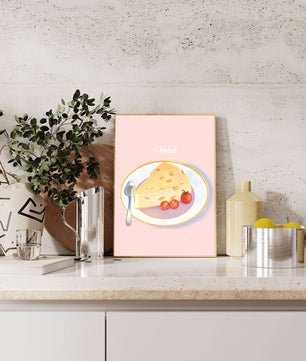 Plate with Cheese and Tomatoes on Pink Background