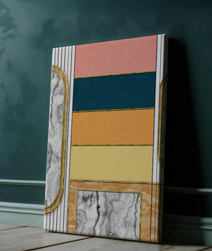 Abstract Geometric Art with Gold and Marble Accents