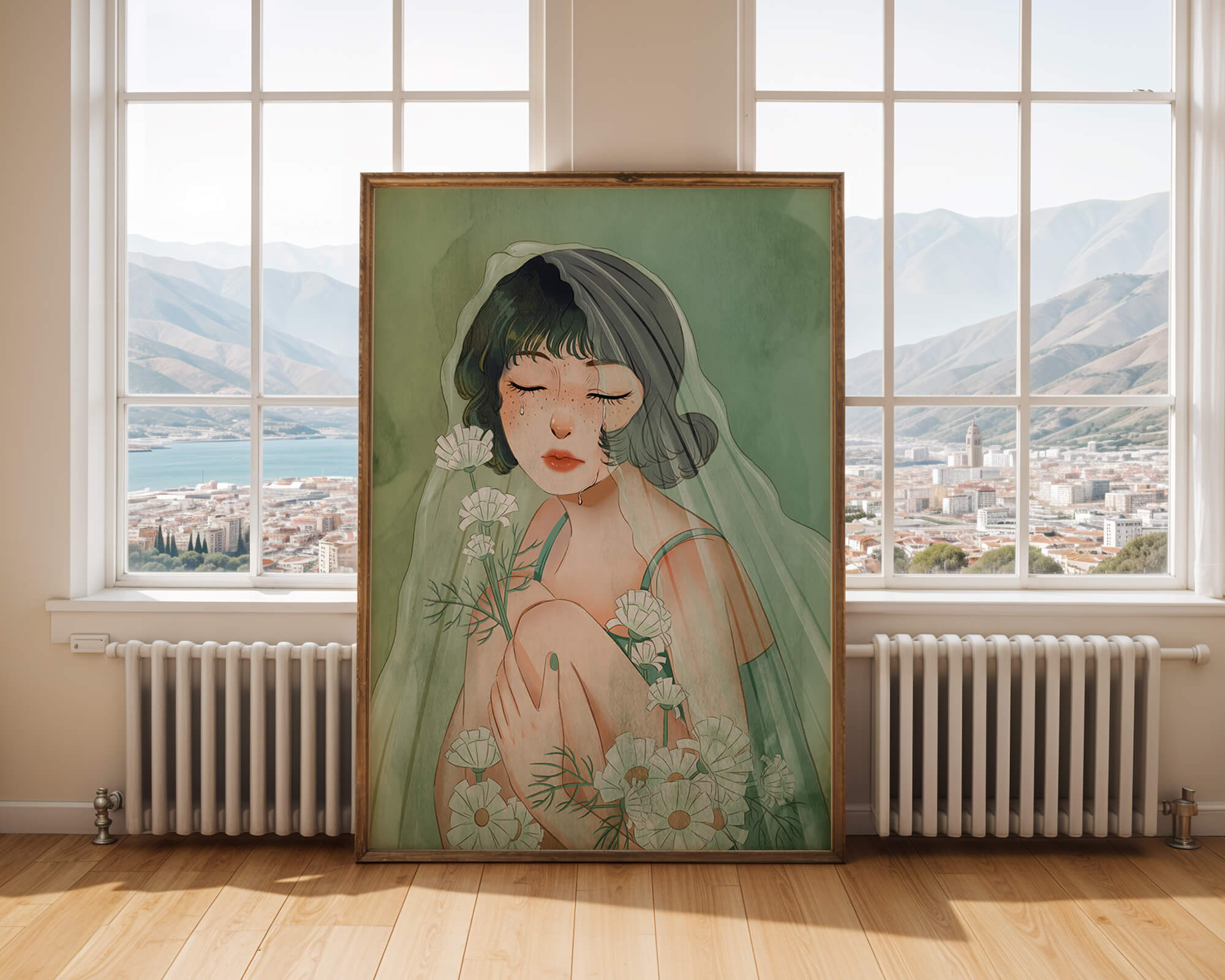 Emotional illustration of a woman surrounded by flowers