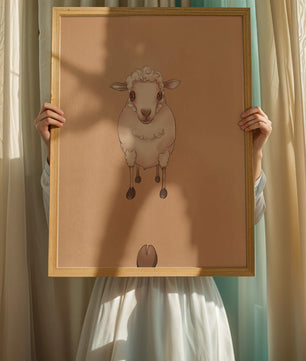 Illustration of an adorable sheep on a textured background