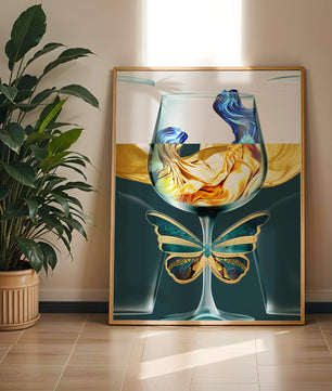 Cristallo con scultura di liquido e arte di farfalla